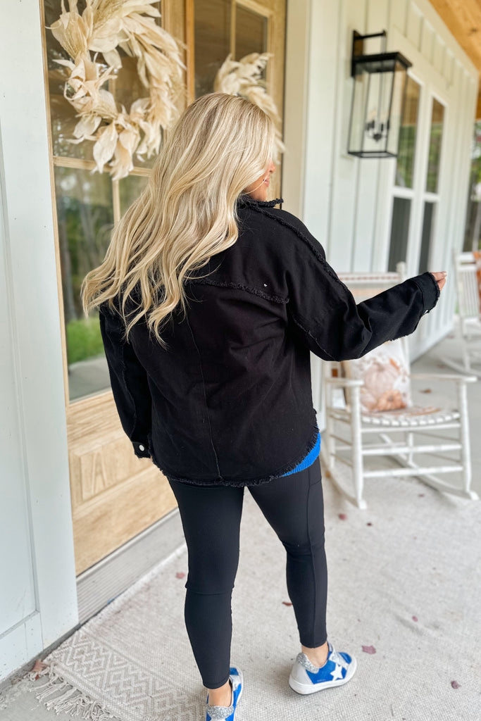 Tanya Tasseled Black Denim Jacket - Be You Boutique