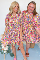 Mia Floral Print Ruffle Neck Dress - Be You Boutique
