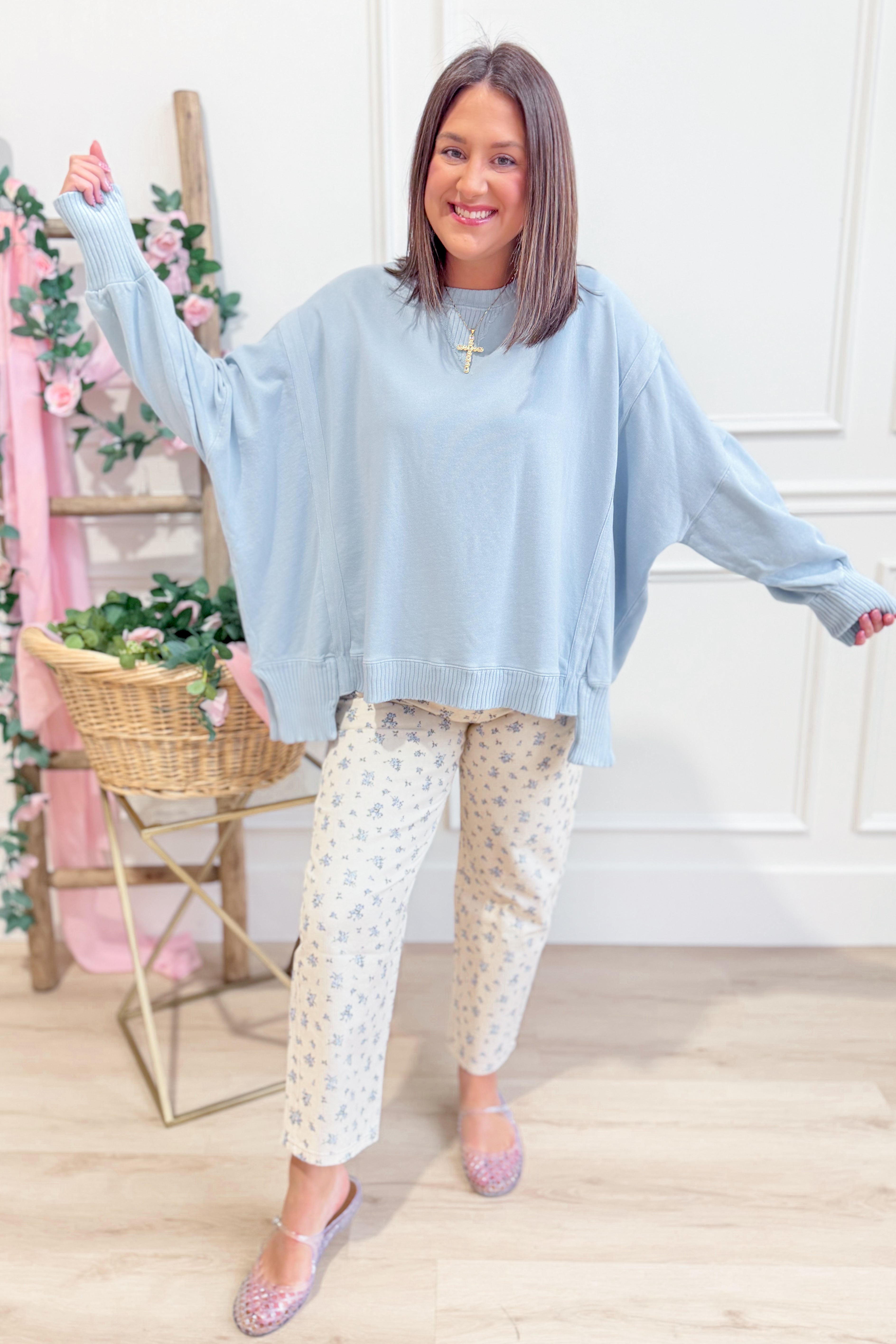 Kristen Long Sleeve Mineral Washed Pullover - Be You Boutique