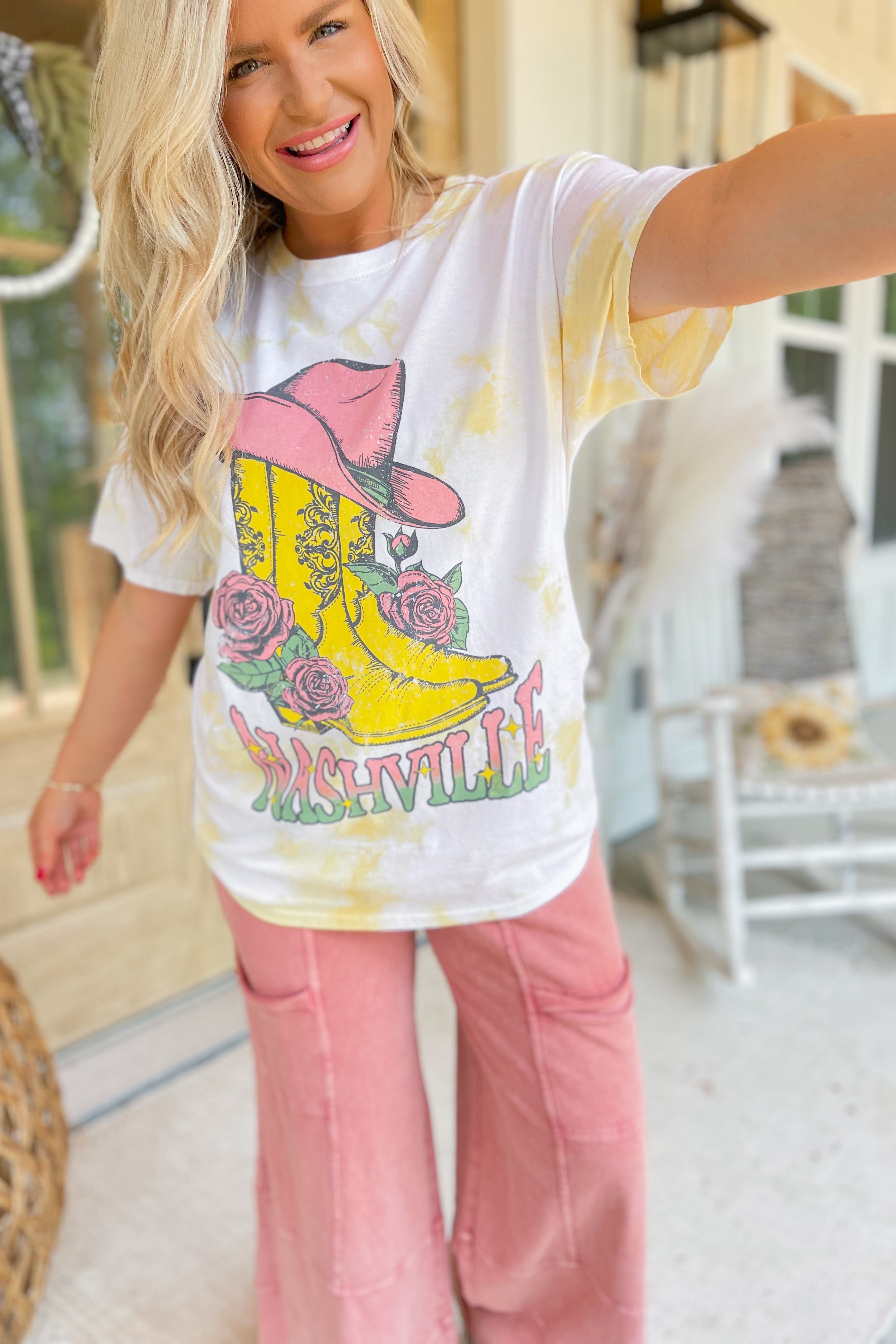 Nashville Cowboy Boots and Hat Short Sleeve Graphic Tee - Be You Boutique