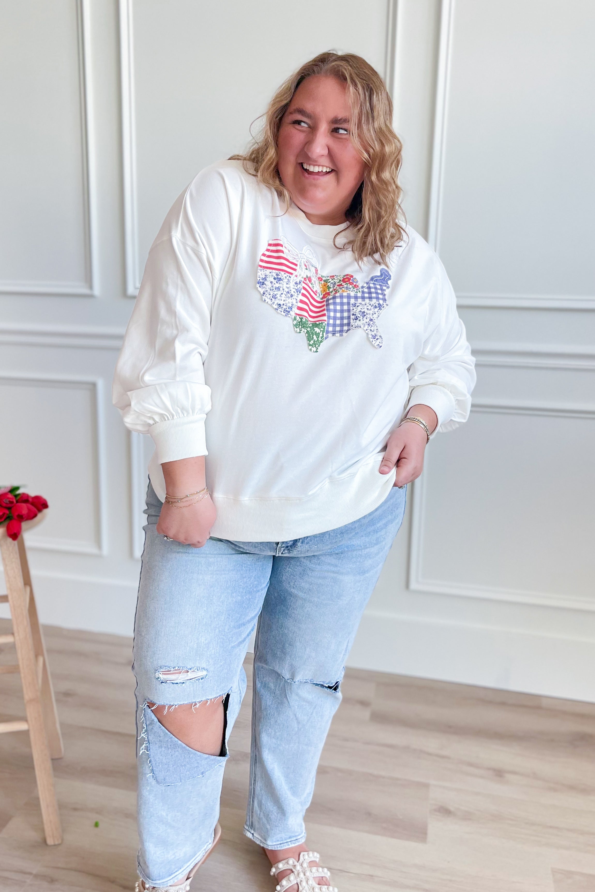 American Proud Patchwork Long Sleeve - Be You Boutique