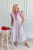 Cheryl Floral Flutter Sleeve Midi Dress - Be You Boutique