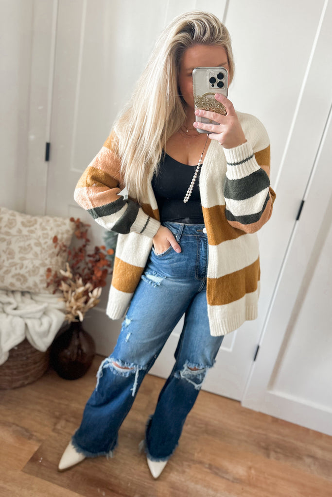 Adelaide Open Striped Cardigan - Be You Boutique
