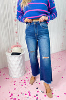 Risen Hank High Rise Frayed Hem Ankle Wide Leg Jeans [1-3XL] - Be You Boutique