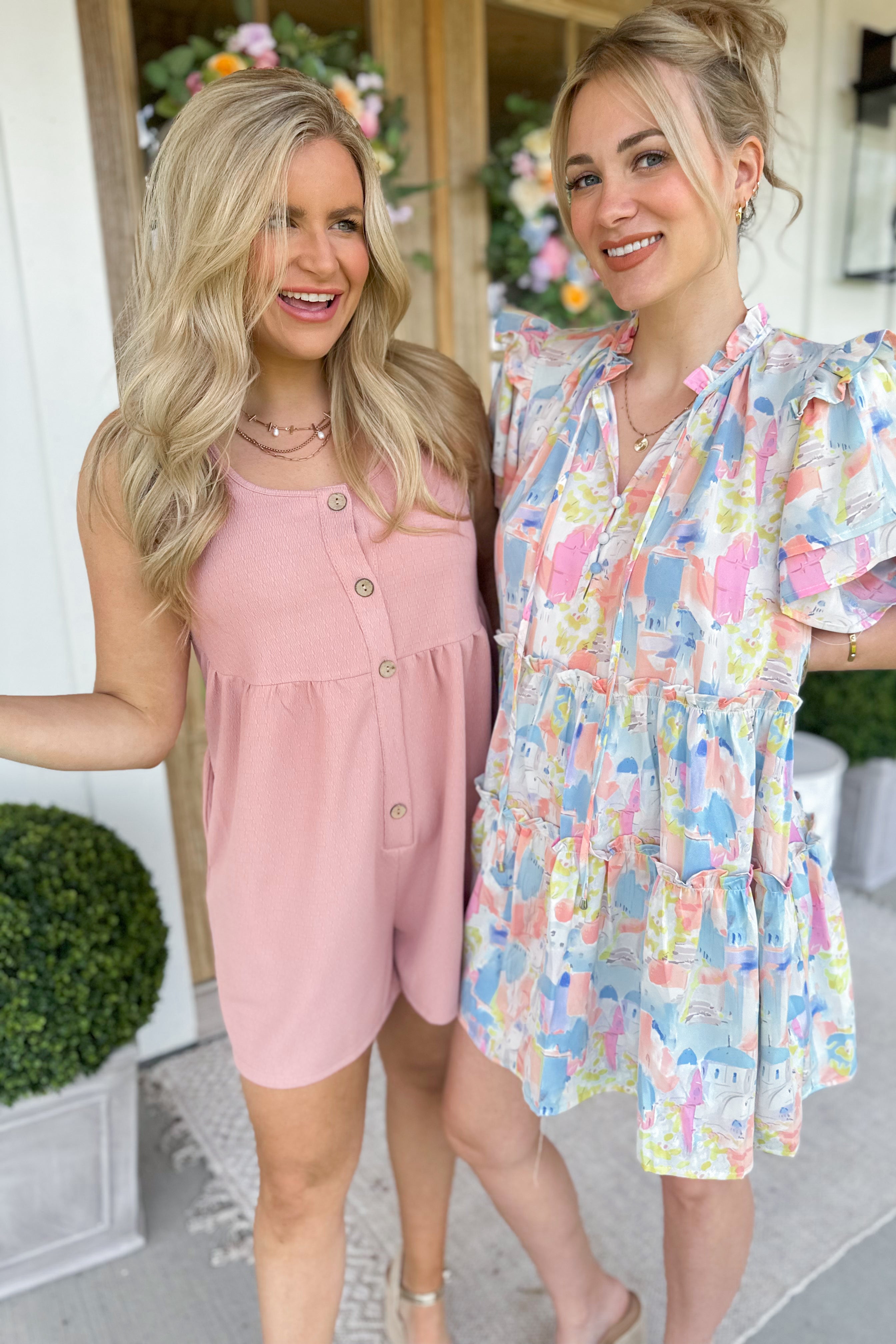 Sassy Button Down Textured Knit Romper - Be You Boutique