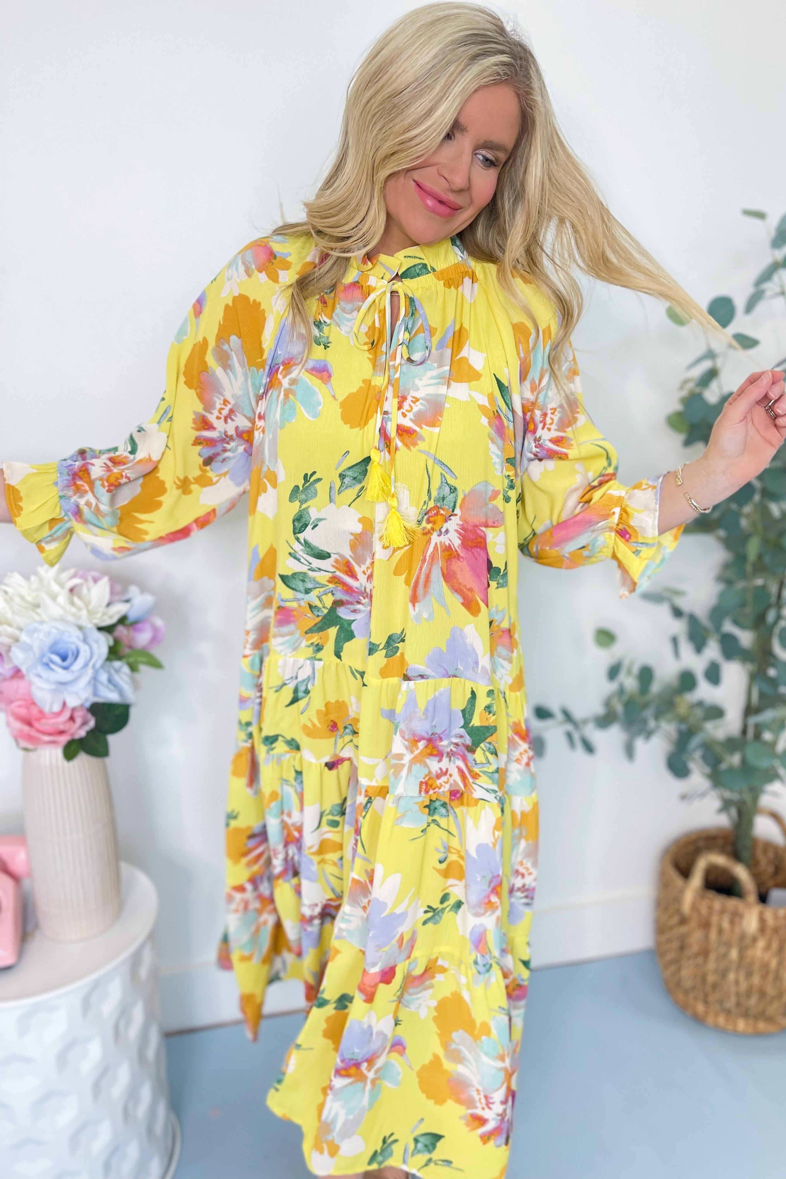 Deanna Floral Print Bubble Sleeve Tiered Maxi Dress *FINAL SALE* - Be You Boutique