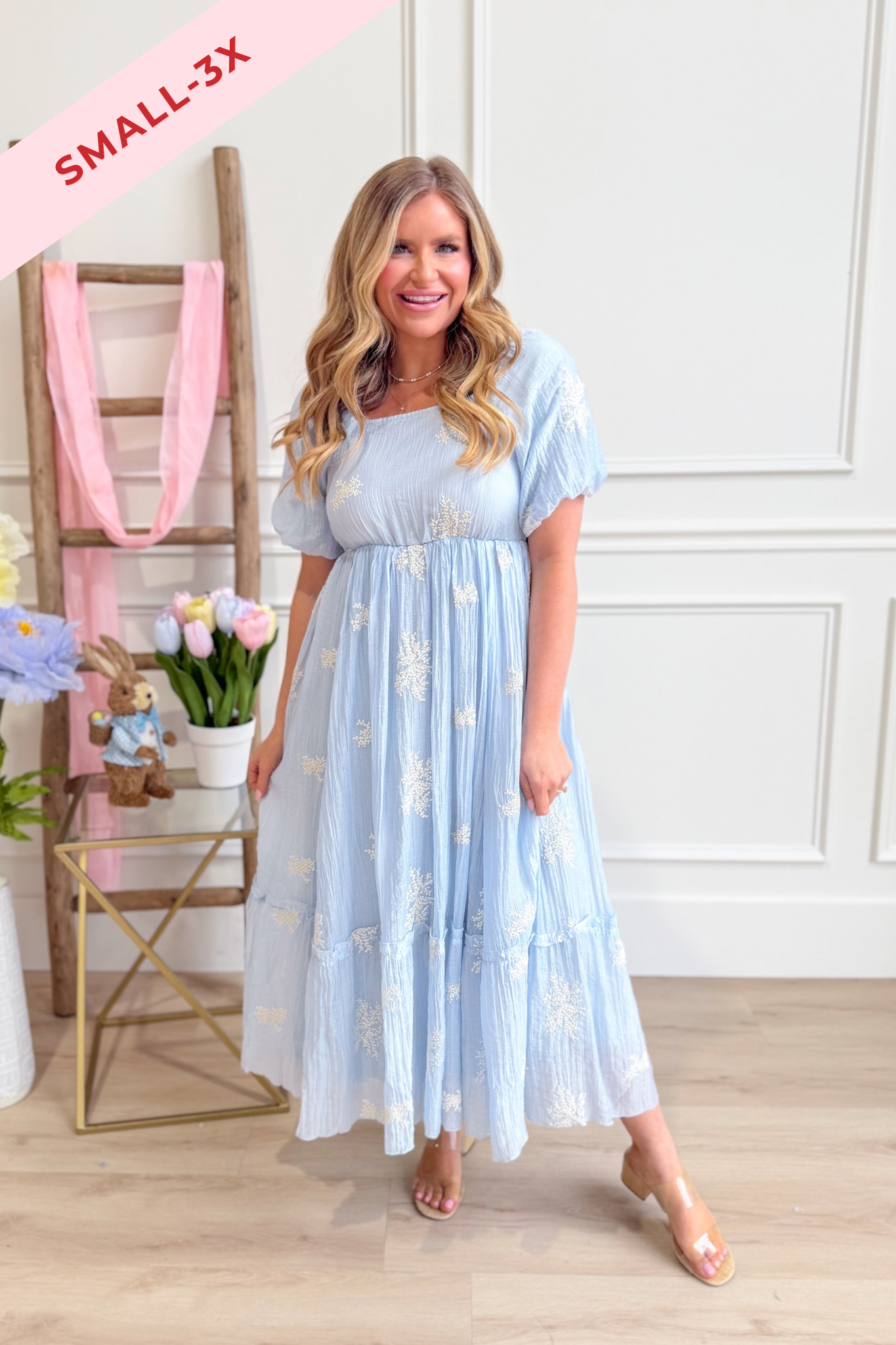 Whitney Embroidered Square Neck Bubble Dress - Be You Boutique