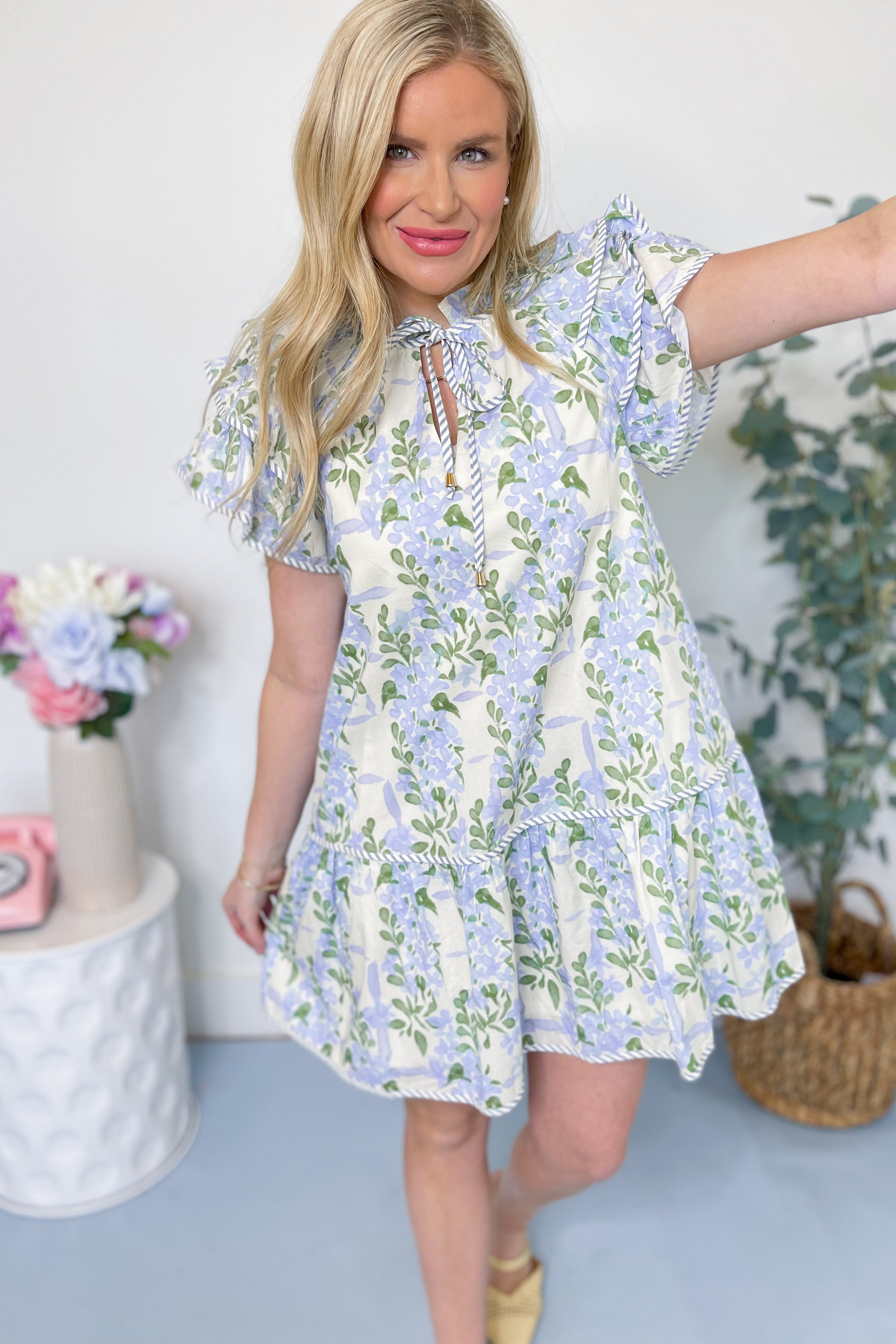 Roman Floral Triple Ruffle Sleeve - Be You Boutique