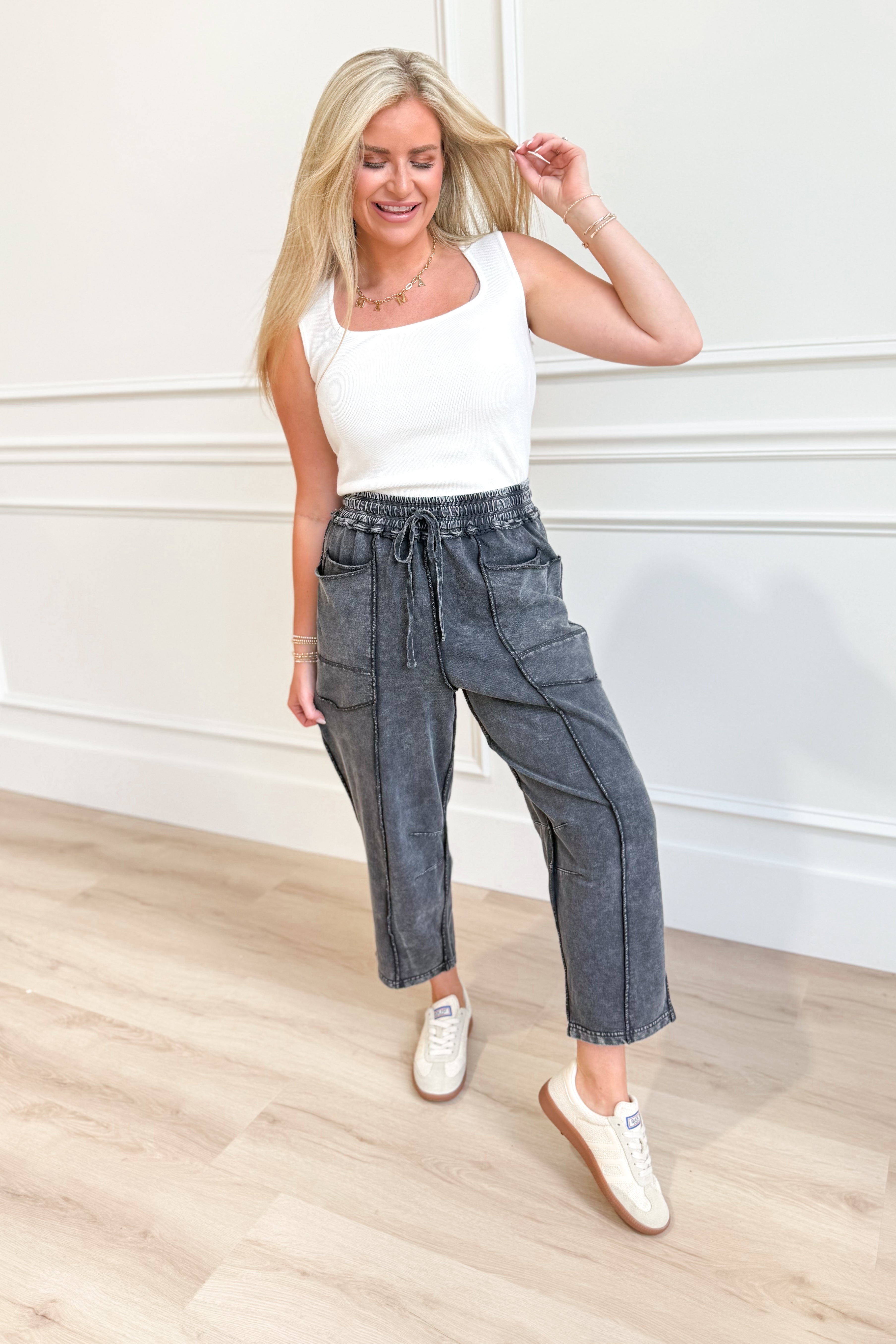 Vinny Mineral Washed Terry Knit Pant - Be You Boutique