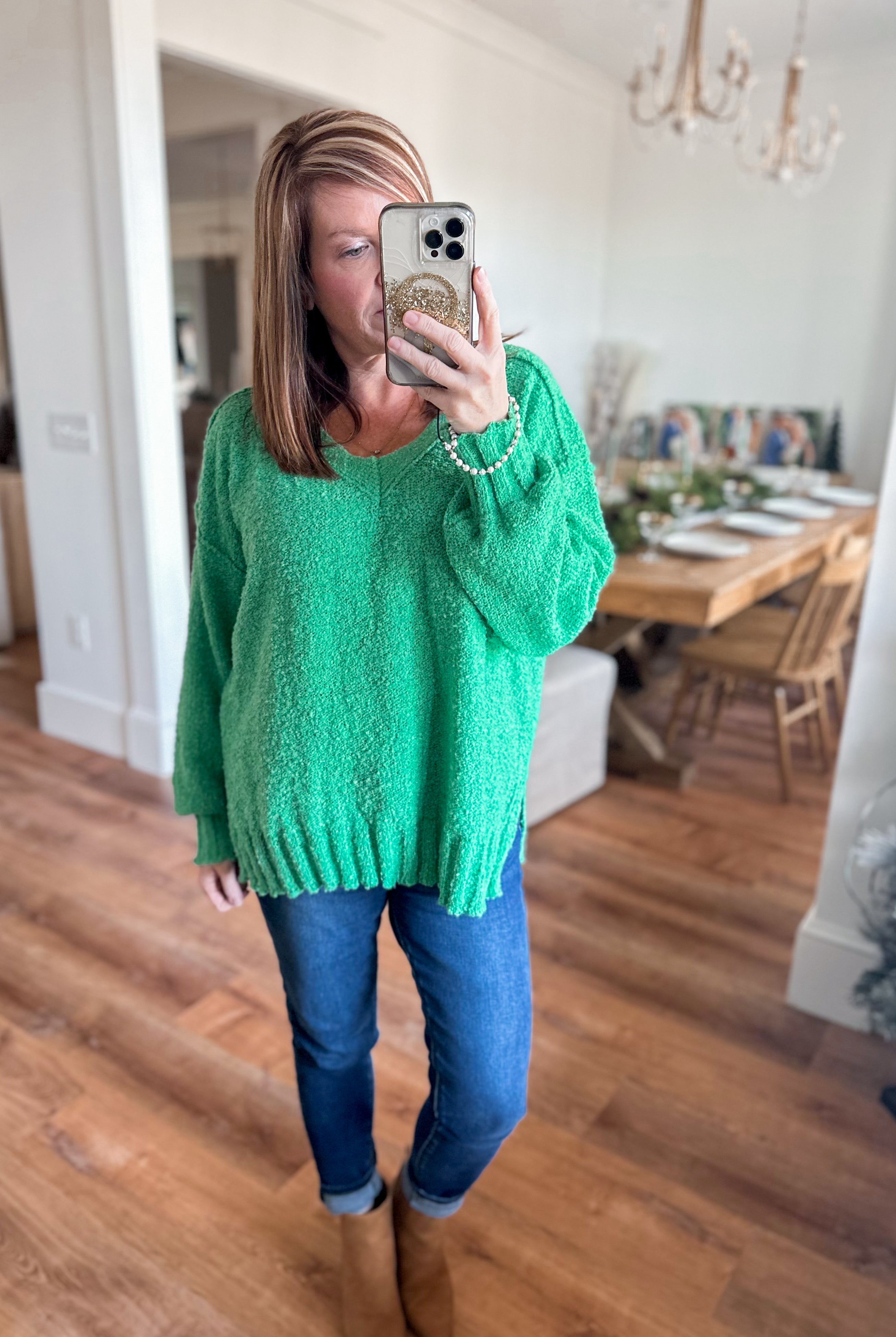 Penney Popcorn Textured V Neck Knit Pullover - Be You Boutique