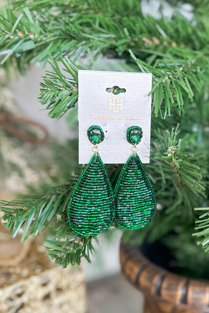 Caroline Hill Kathleen Beaded Rop Earrings ~ Green - Be You Boutique