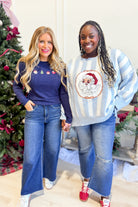 SUNDAY EDITION Rudy Christmas embroidered ribbed casual top, front view