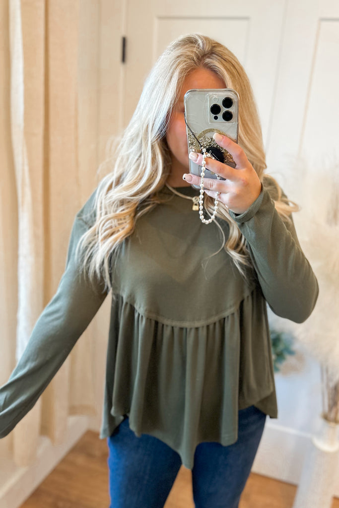 Melly Soft Thermal Layered Babydoll Flare Top - Be You Boutique
