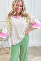 Jessie Natural Patchwork Casual Top - Be You Boutique