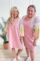 Rose Washed Color Mix Terry Knit Dress - Be You Boutique