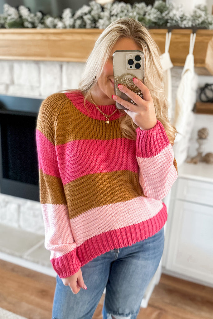 Wally Colorblock Long Sleeve Knit Sweater - Be You Boutique