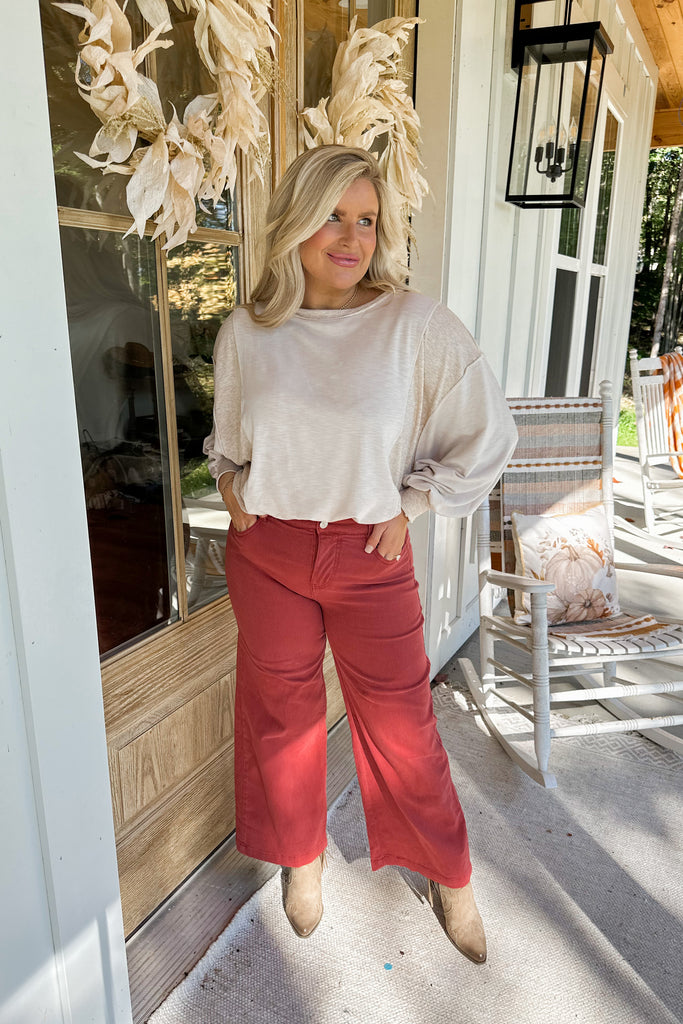 Dara Acid Wash High Rise Wide Leg Pant - Be You Boutique
