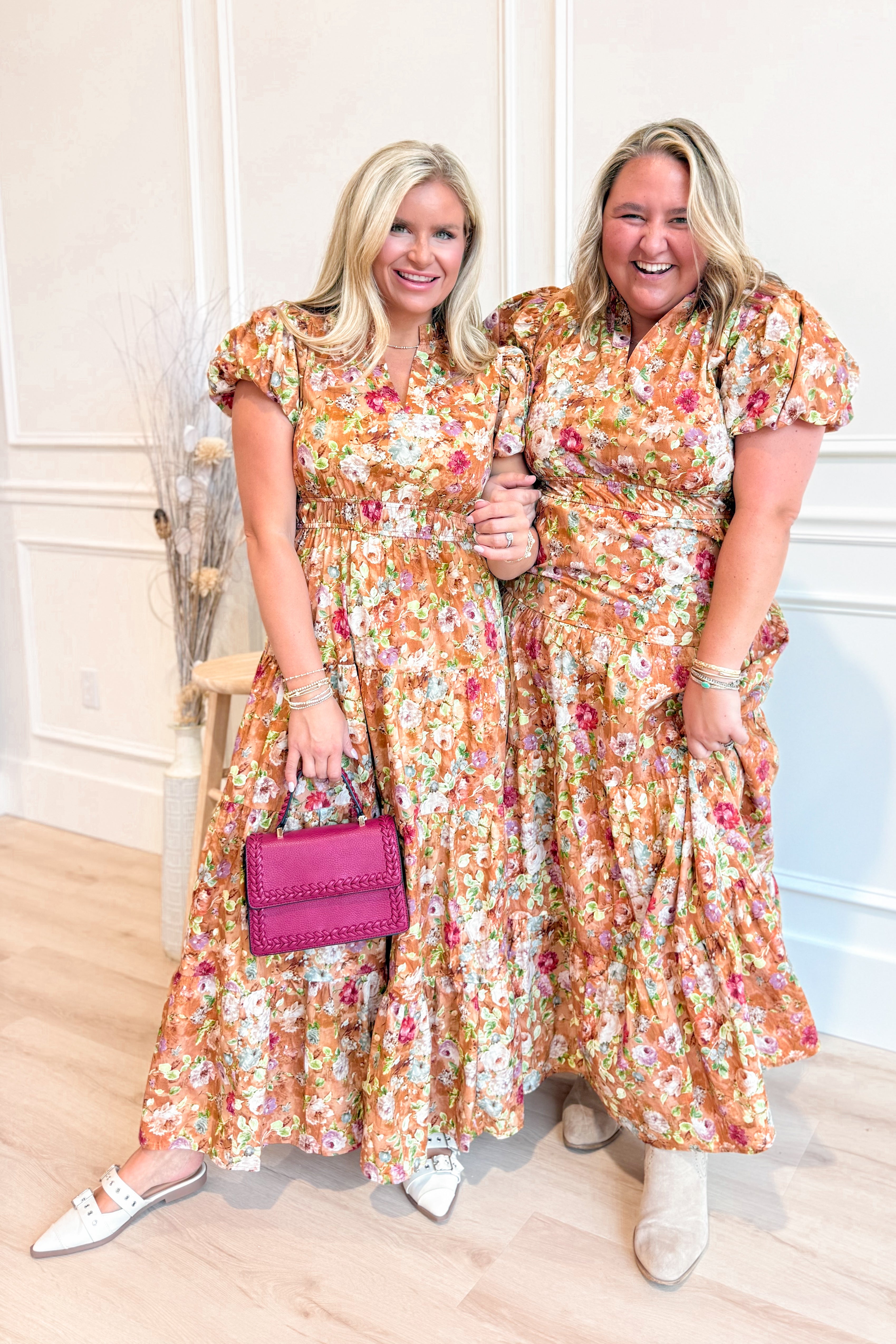 Talara Printed Bubble Sleeve Midi Dress - Be You Boutique