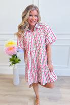 Mia floral stripe print dress by MITTOSHOP, elegant 125 dressy dress with floral and striped pattern, perfect for special occasions.