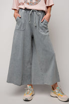 Rachel Washed Terry Knit Wide Leg Pant Bottom - Be You Boutique