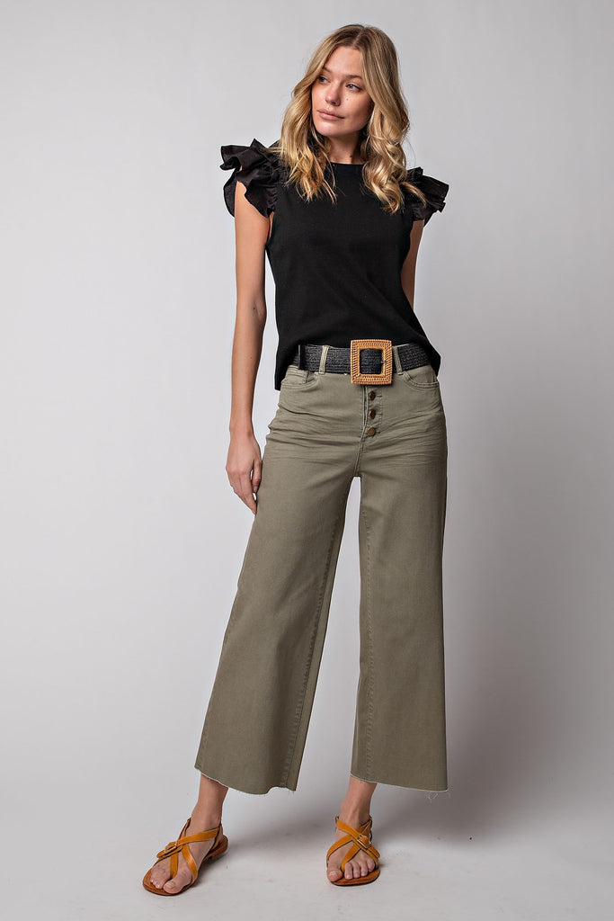 Grover Button Front Stretch Twill Bell Bottom Pants - Be You Boutique