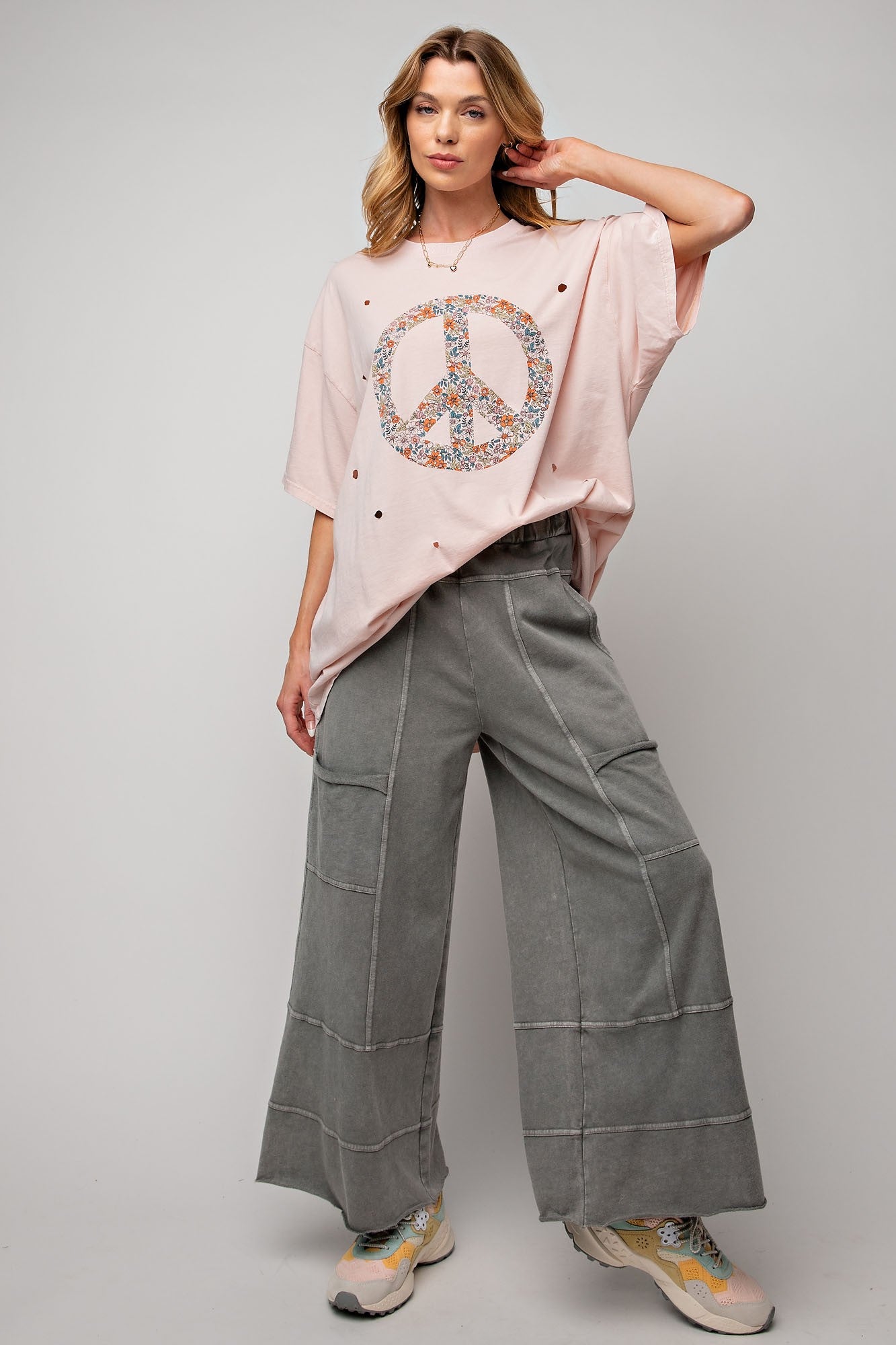Bradley Mineral Washed Terry Knit Wide Leg Pants - Be You Boutique