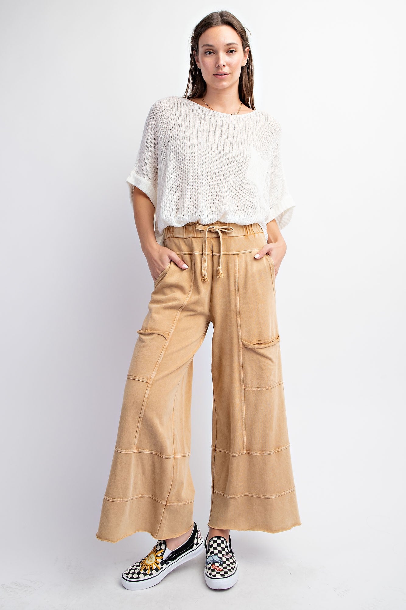 Bradley Mineral Washed Terry Knit Wide Leg Pants - Be You Boutique