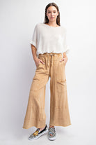 Bradley Mineral Washed Terry Knit Wide Leg Pants - Be You Boutique