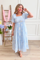 Whitney Embroidered Square Neck Bubble Dress - Be You Boutique