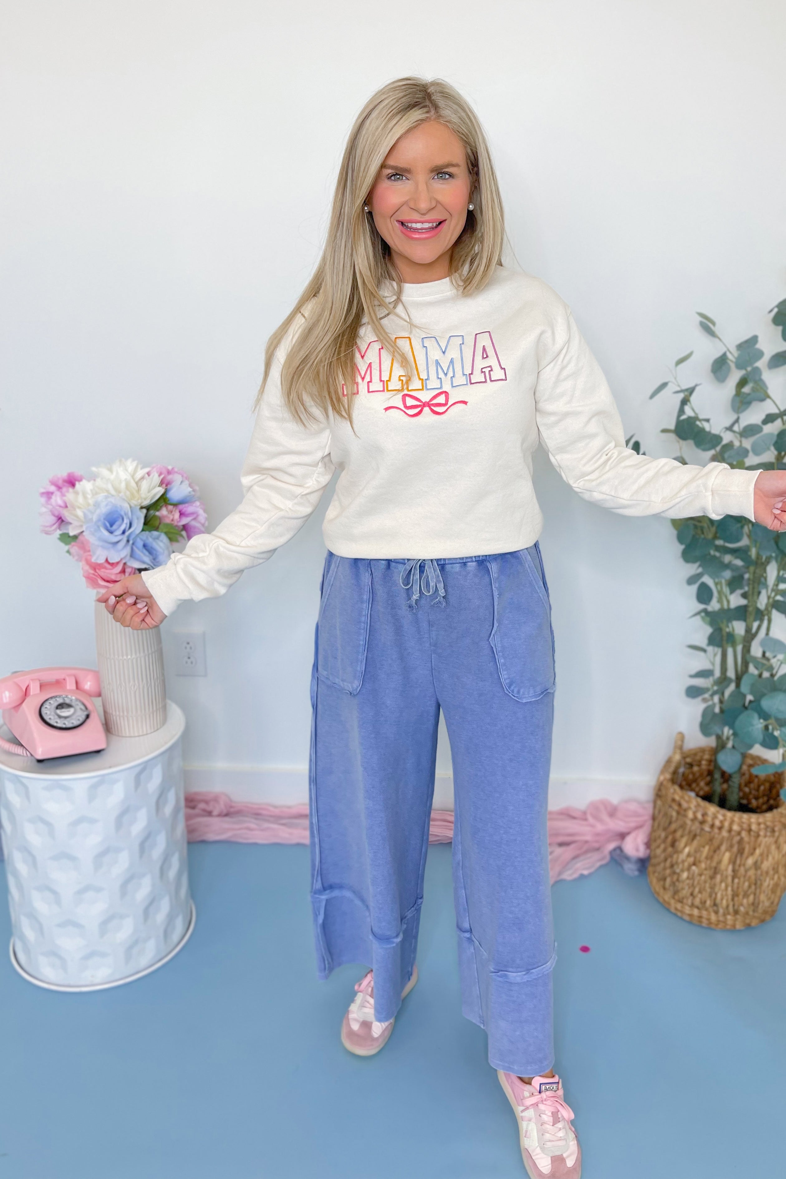 MAMA Embroidered Crewneck Sweatshirt - Be You Boutique