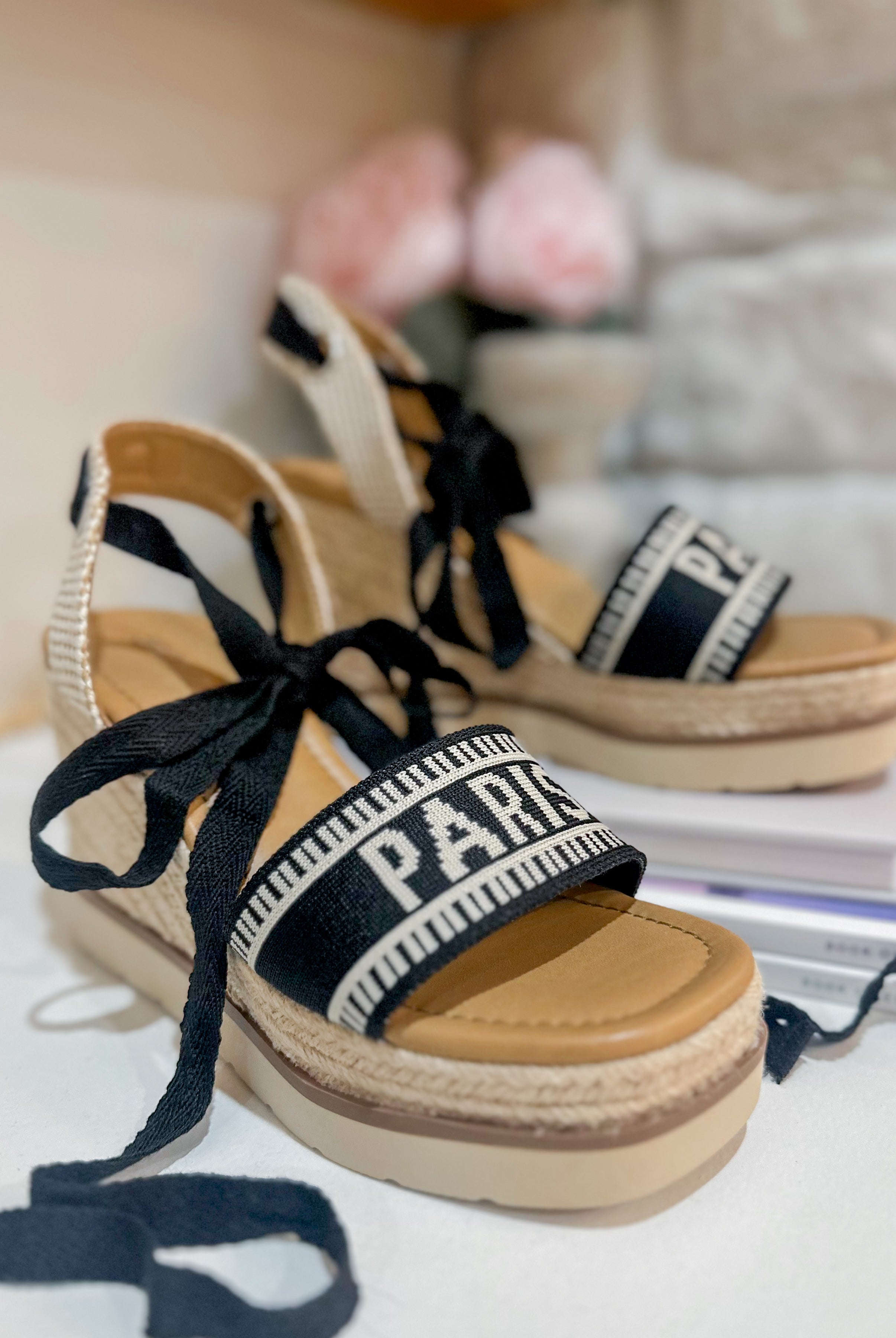 Times City Inspired Ankle Wrap Espadrille Wedge Sandals - Be You Boutique