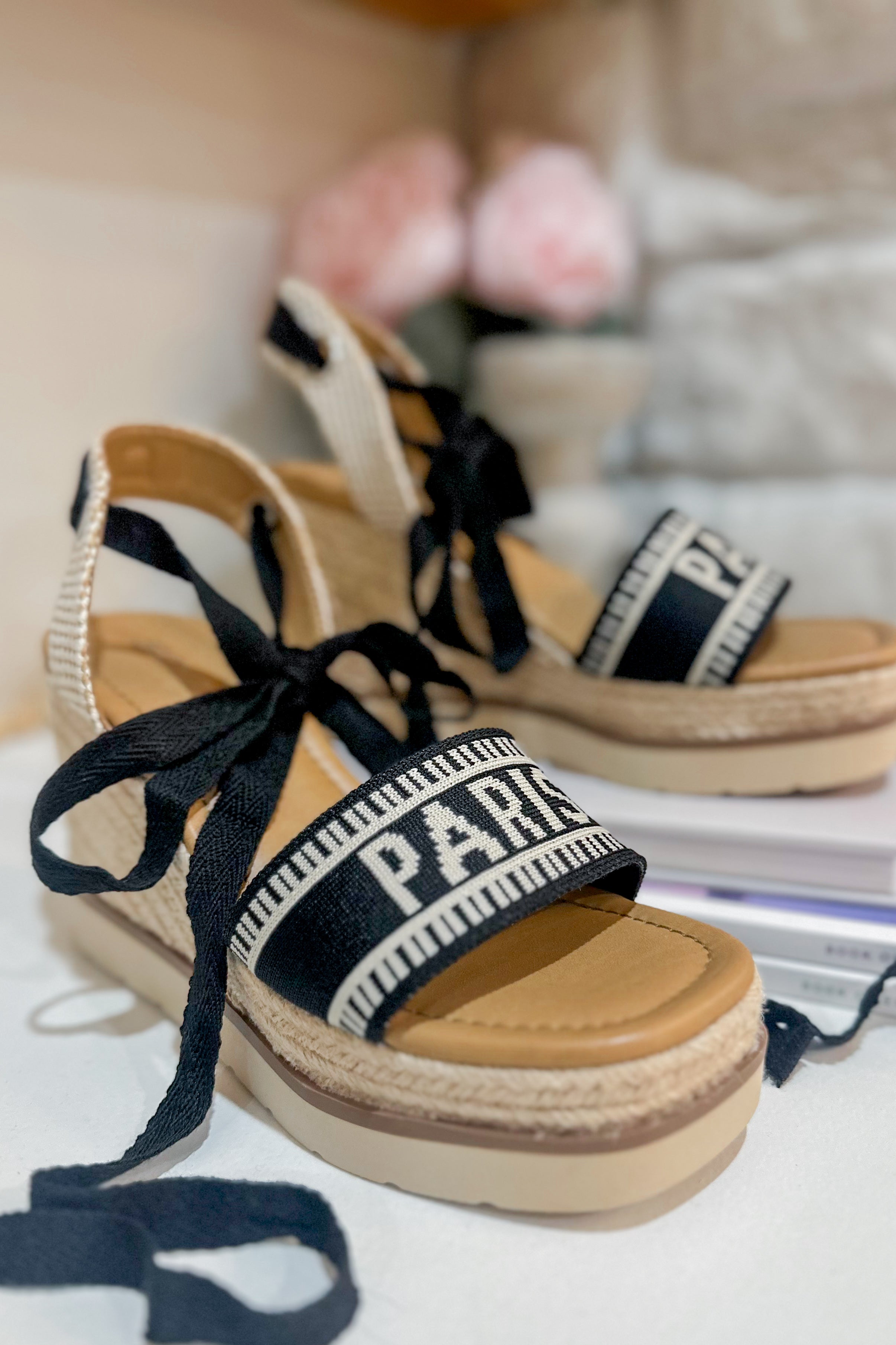 Times City Inspired Ankle Wrap Espadrille Wedge Sandals - Be You Boutique