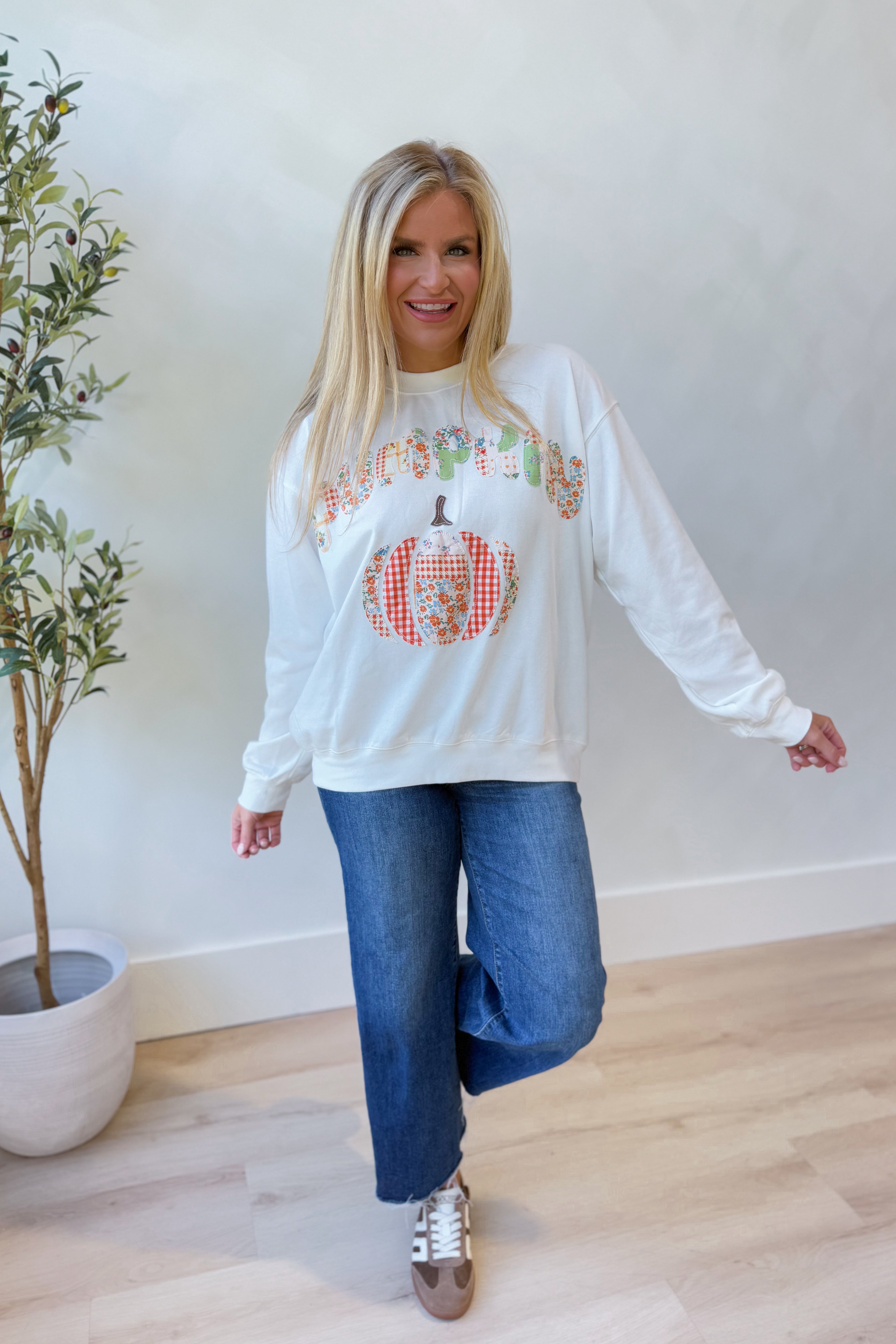 Pumpkin Mixed Pattern Pullover Top - Be You Boutique