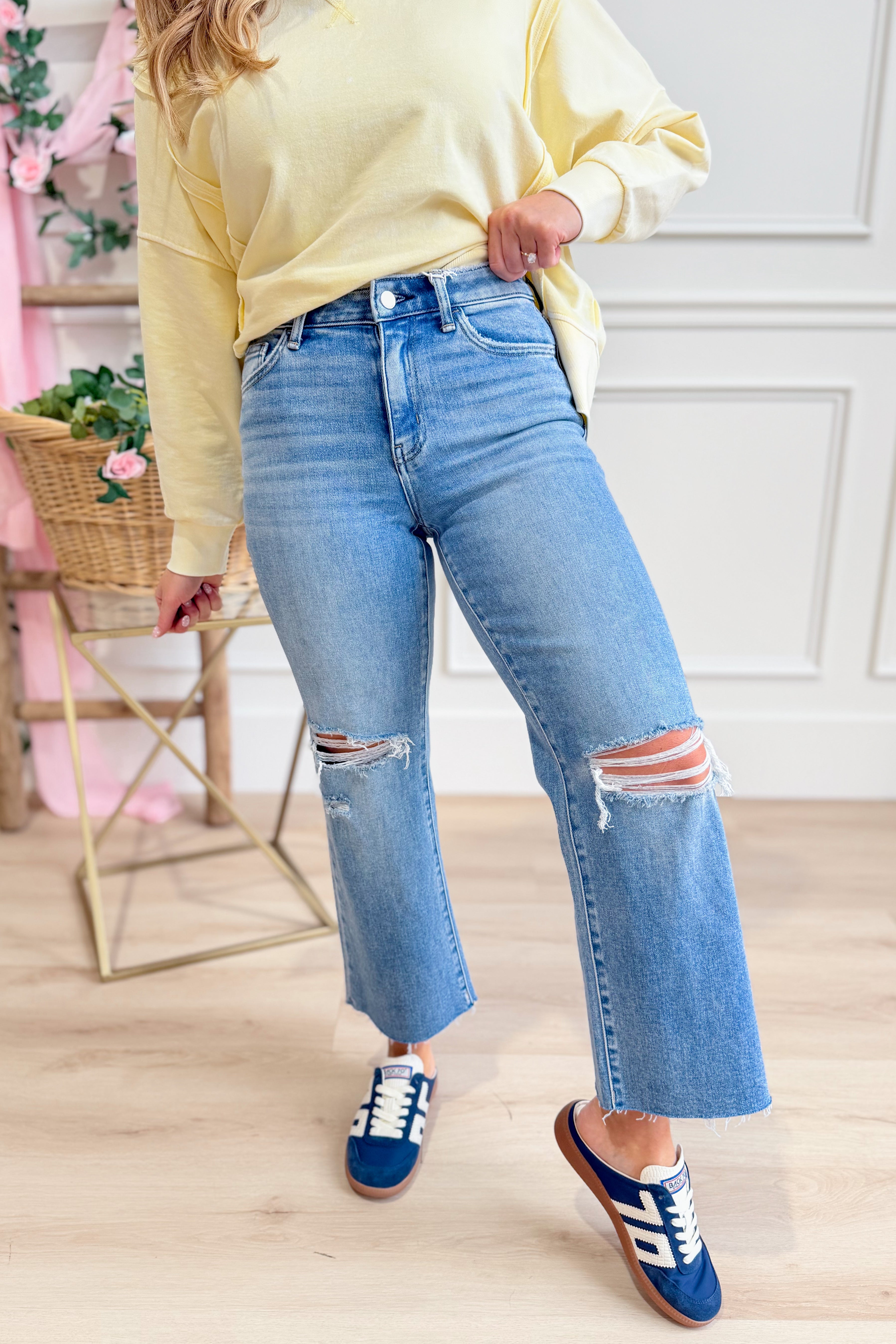 Vervet Ryan High Rise Slim Wide Jeans - Be You Boutique
