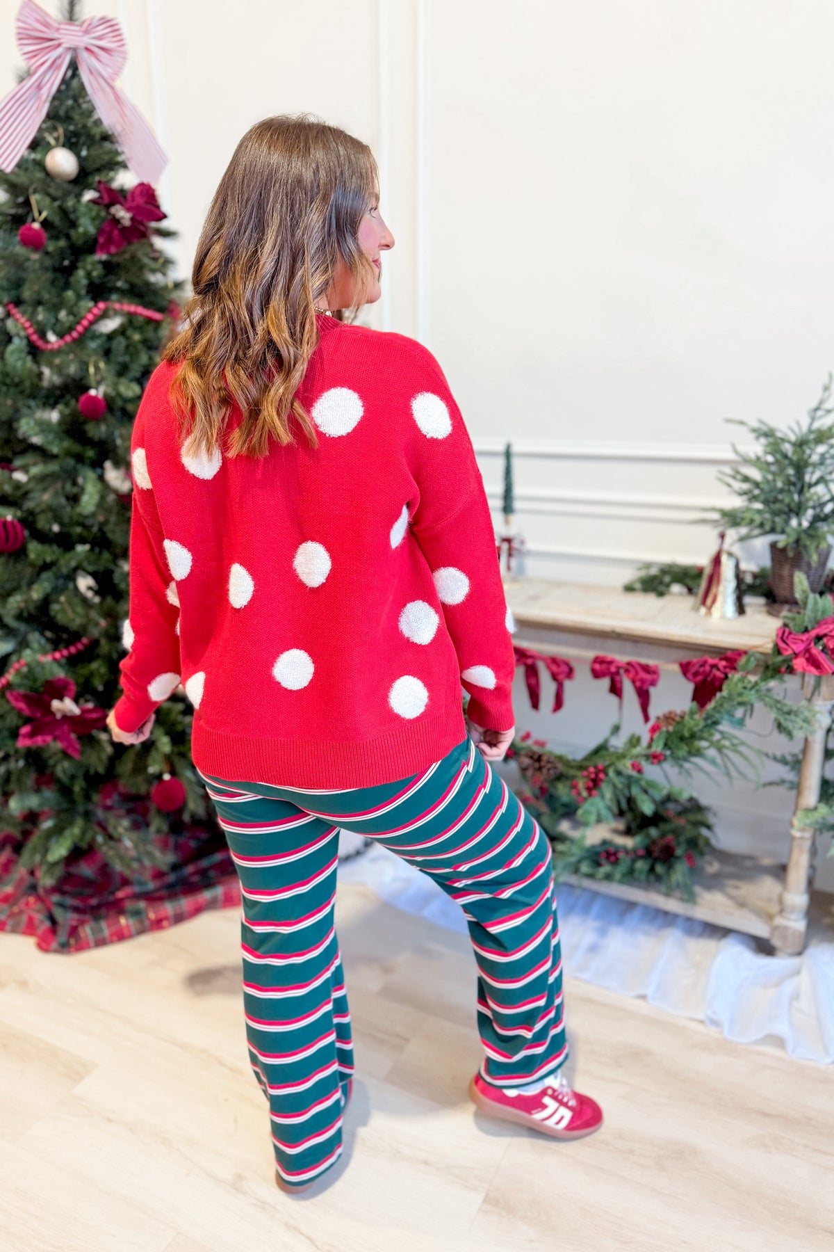 Red Saylor button-up cardigan from TWENTIFOURTH, styled with fall sweater details and a classic knit design.
