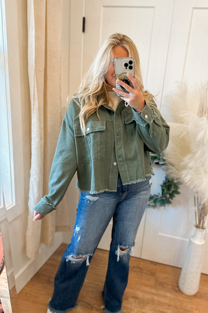 Ollie Denim Button Down Collared Jacket - Be You Boutique