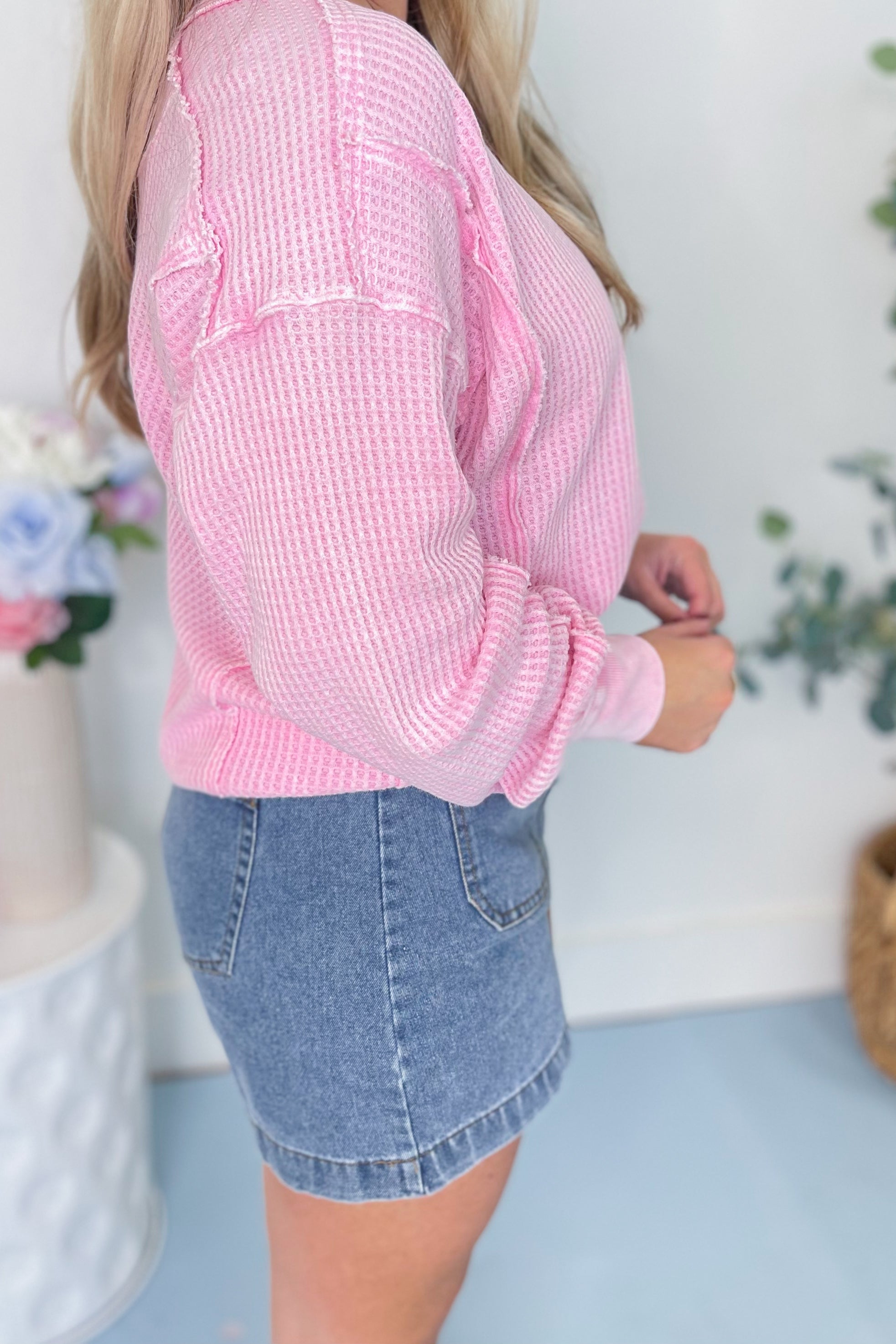 Malibu Thermal Knit Mineral Washed Long Sleeve Top *FINAL SALE* - Be You Boutique