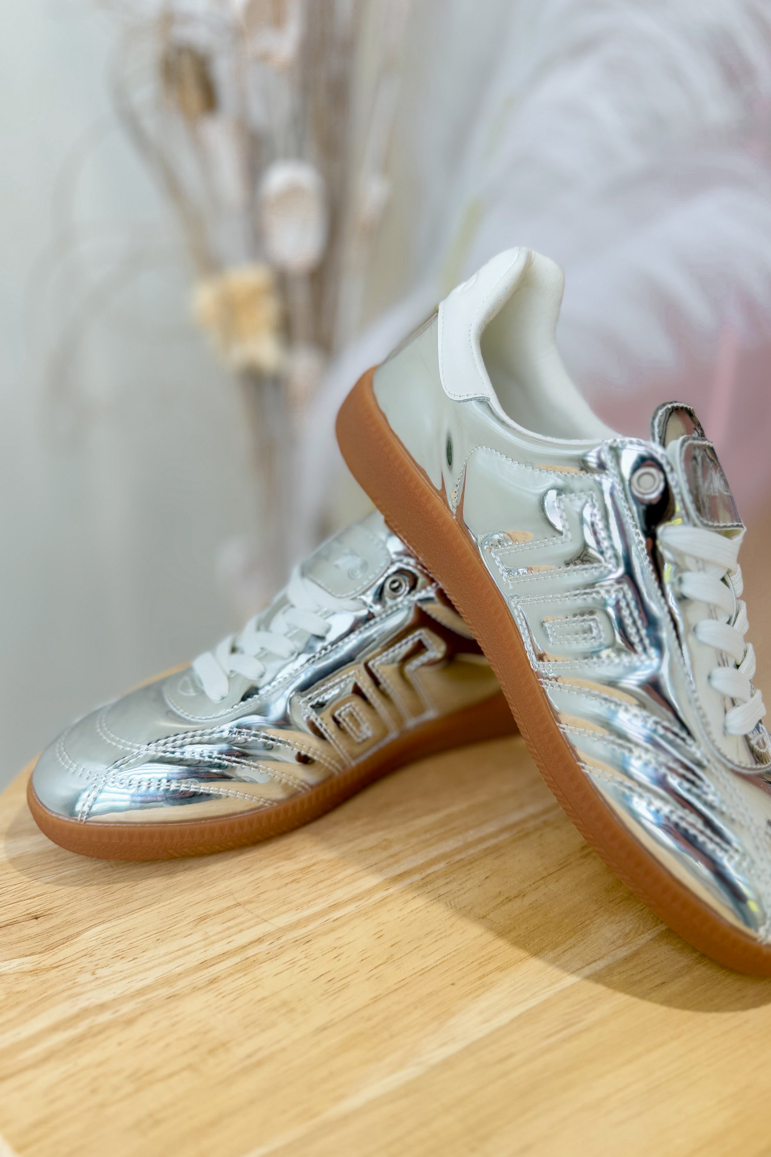 BACK70 Fluffy Sneakers in Silver - Be You Boutique