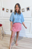 HYFVE Laurie button-up patch pocket shirt from 153 Rompers, featuring a classic collar, long sleeves, and patch pockets.