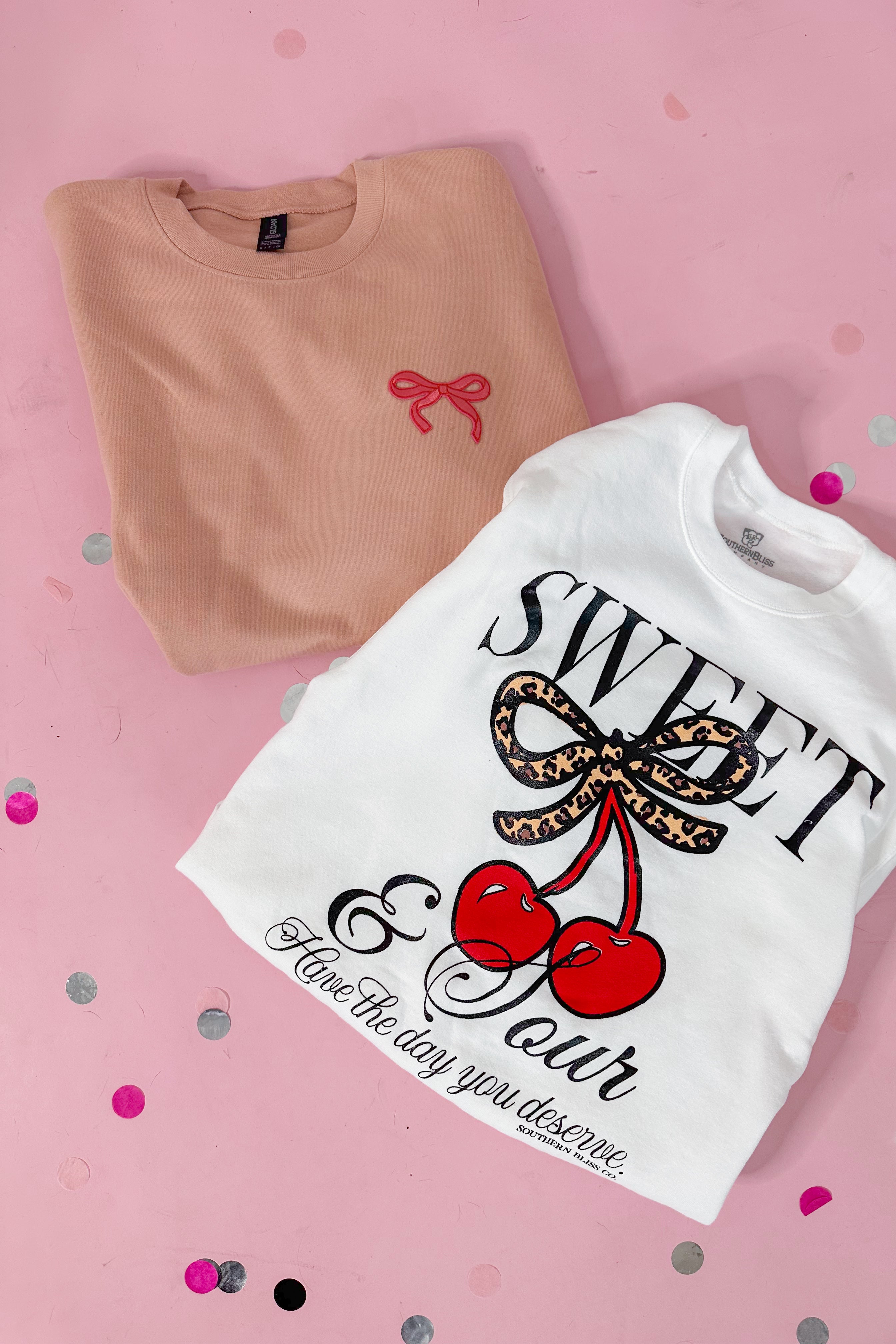 Sweet & Sour Cherry Crew Neck Graphic Sweatshirt  *FINAL SALE* - Be You Boutique