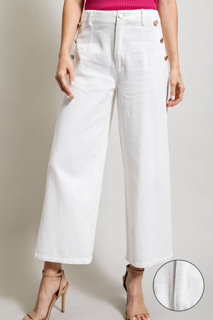 Darrin Mineral Washed Button Cropped Pant - Be You Boutique