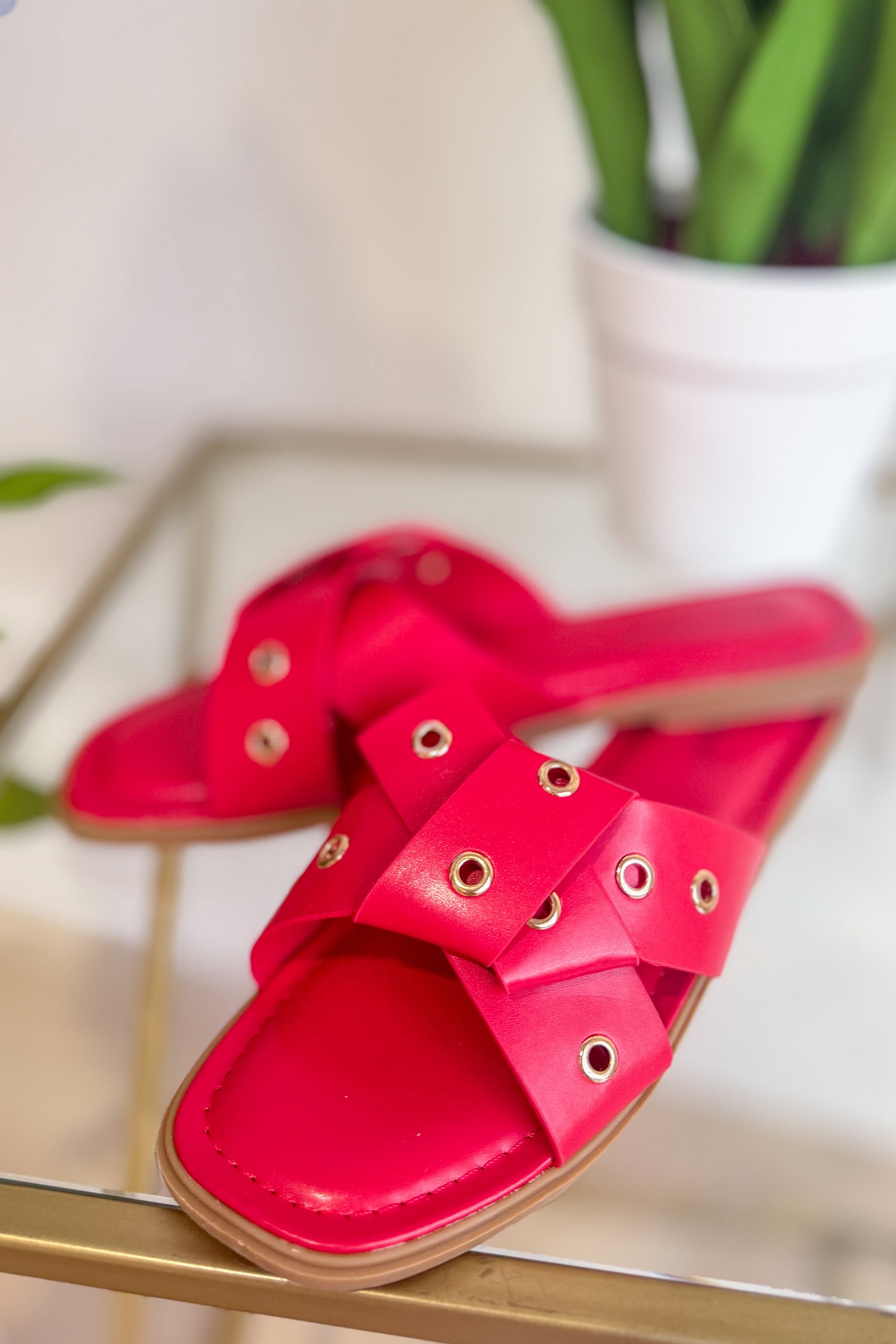 Soda Empress Red Crossover Sandal - Be You Boutique