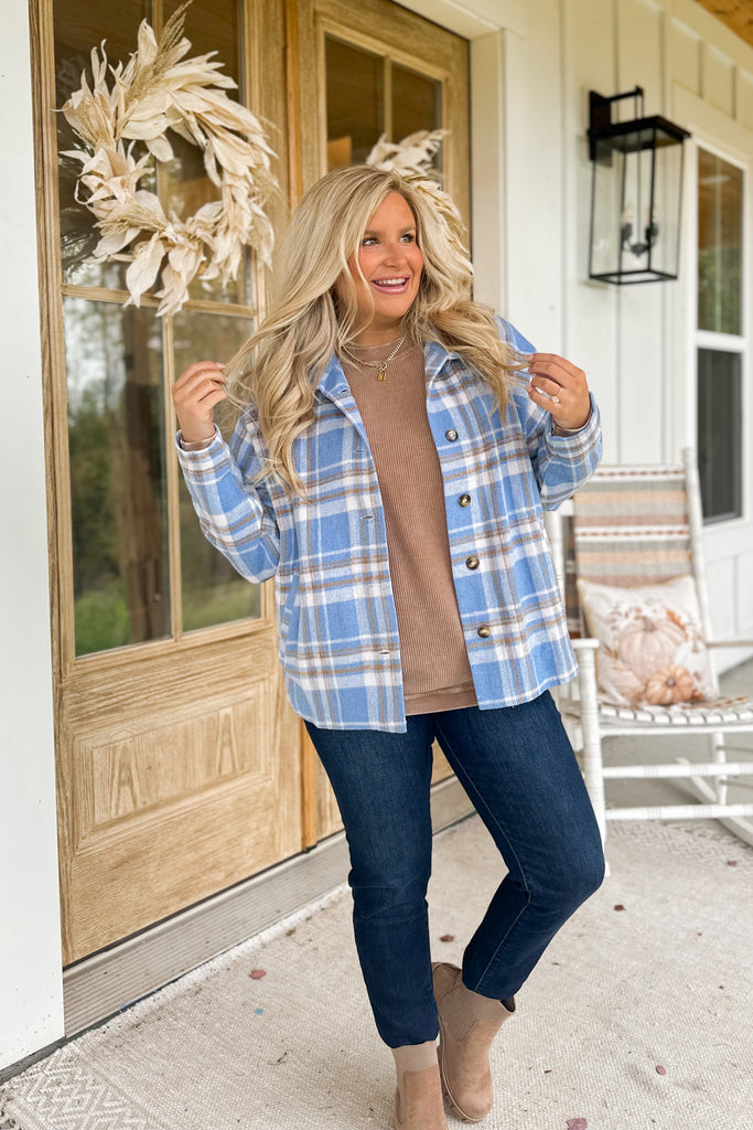 Adrian Long Sleeve Button Down Shacket Jacket Top - Be You Boutique