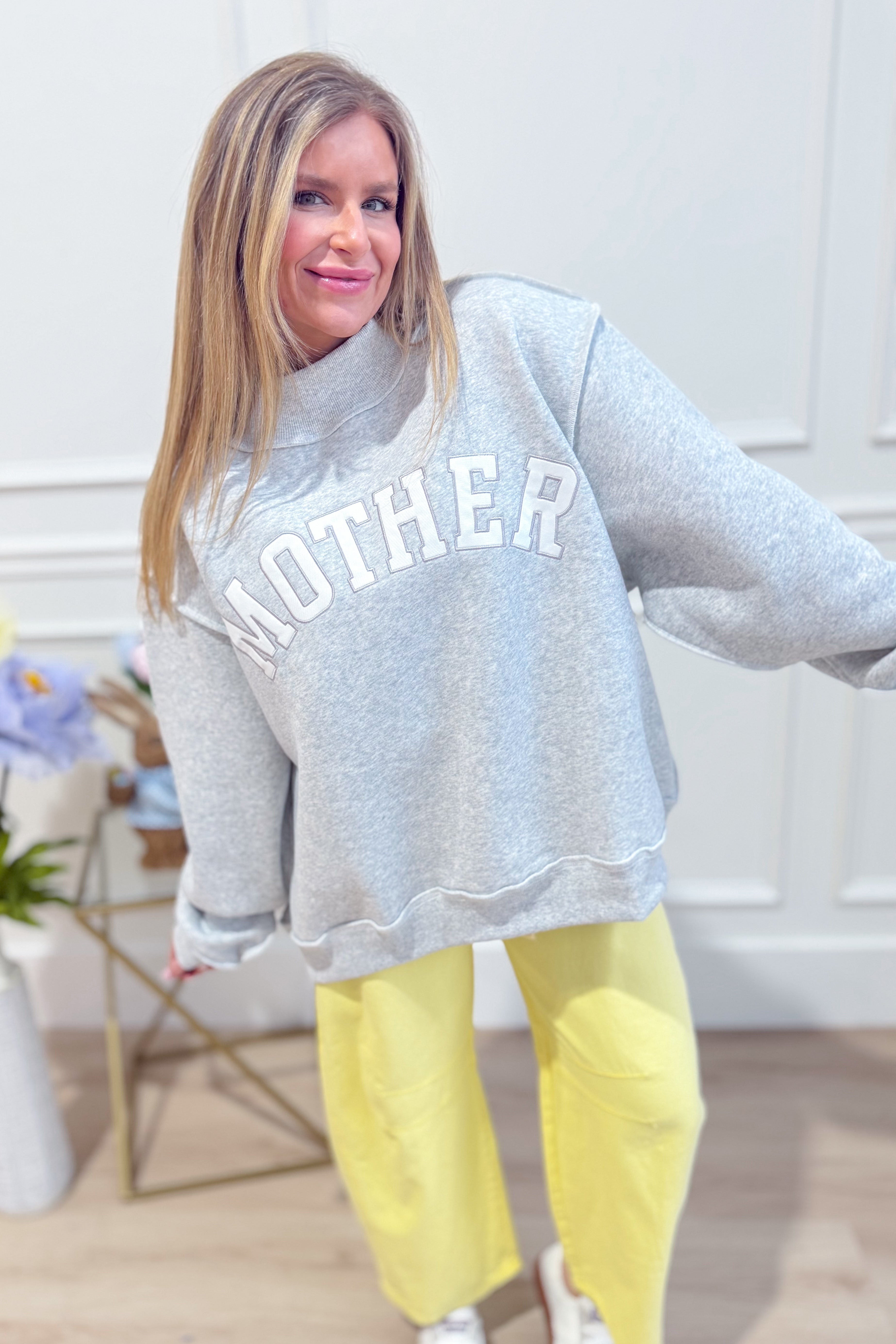 Mother Mock Neck Embroidered Sweatshirt - Be You Boutique