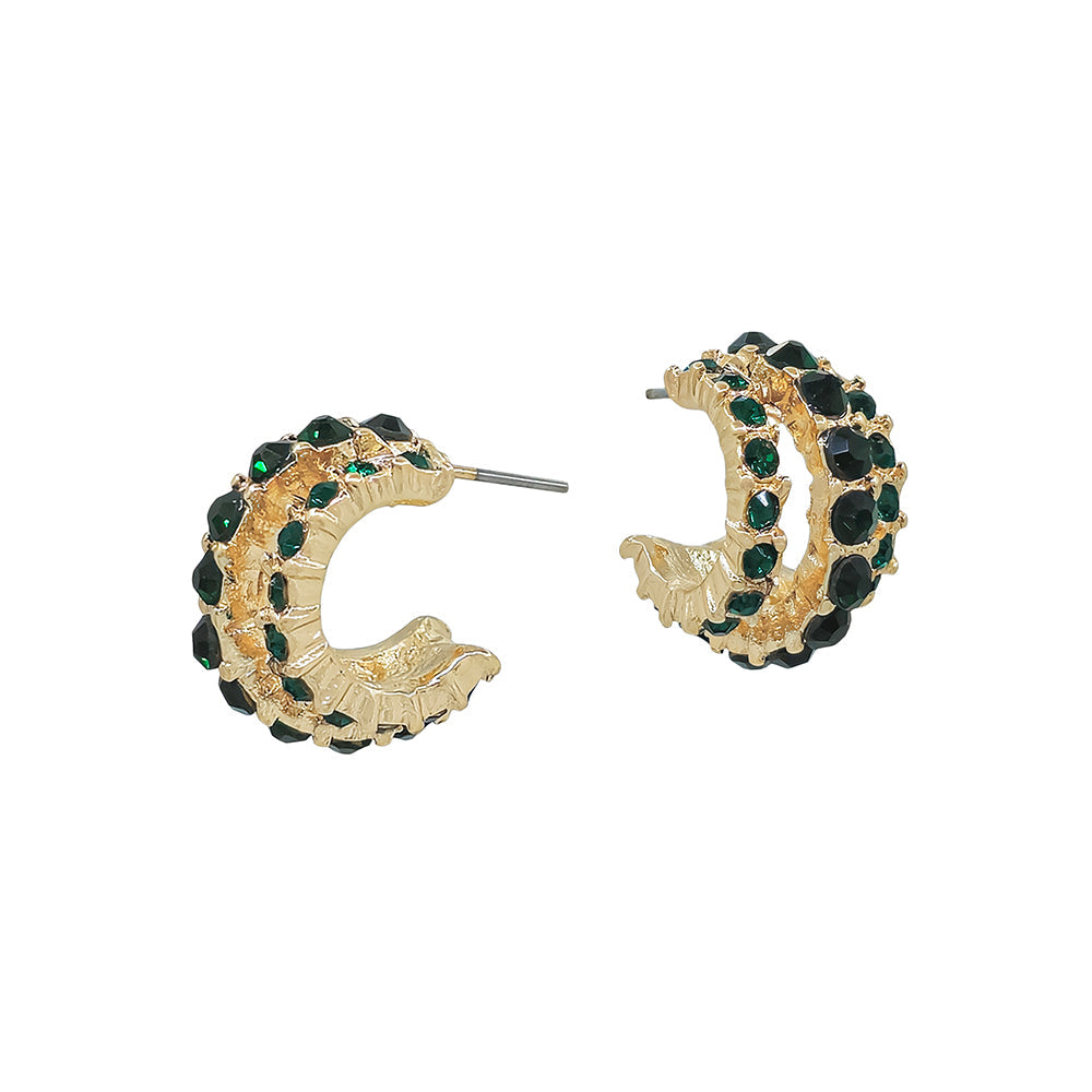 Three Row Green Rhinestone Hoop - Be You Boutique