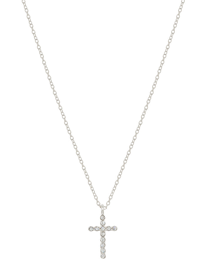 Claudia Silver Rhinestone Accent Cross Necklace - Be You Boutique
