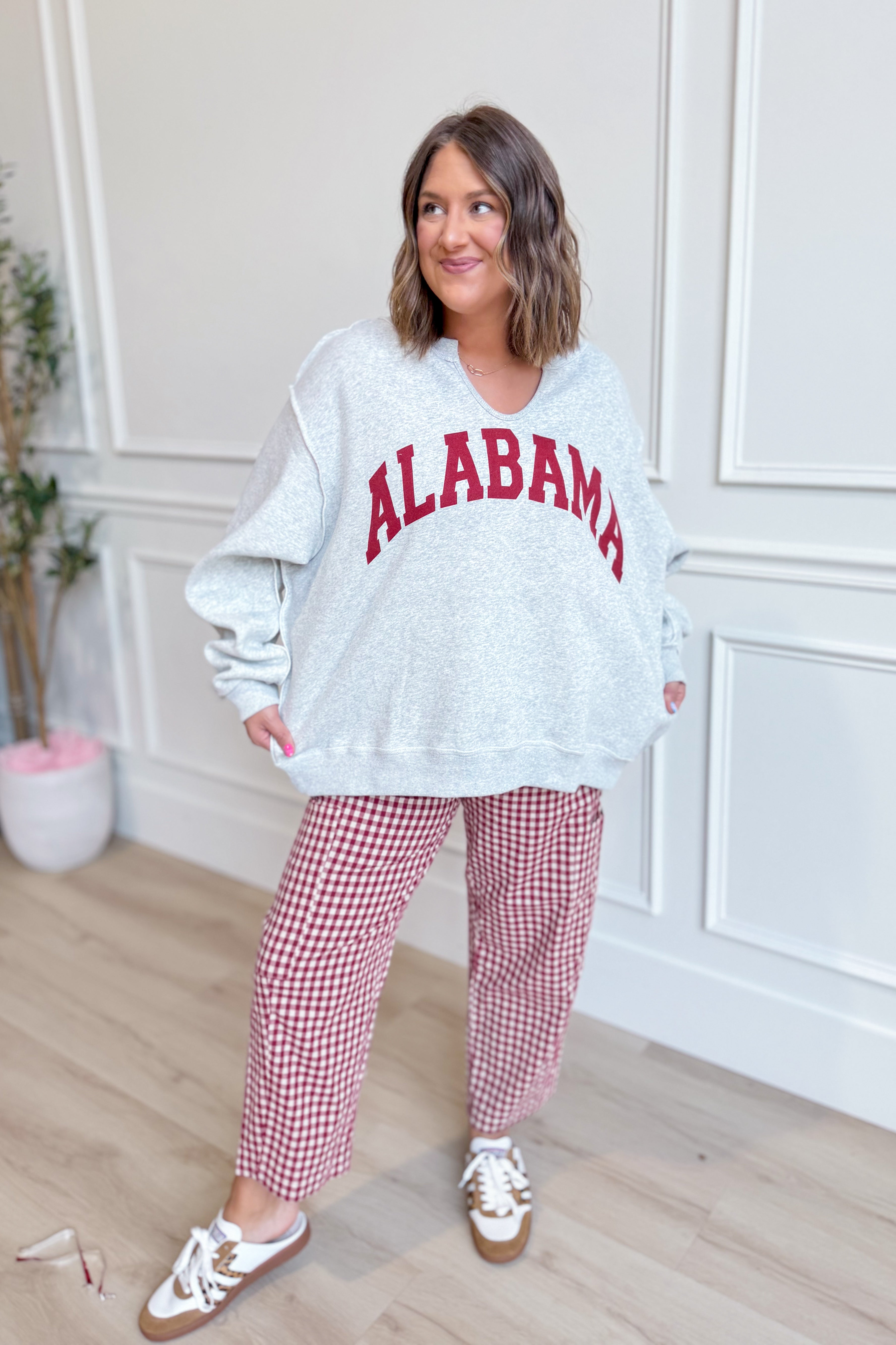 Reversible Alabama Game Day sweatshirt by BUCKET LIST featuring split neck design and graphic print, perfect for sports fans.