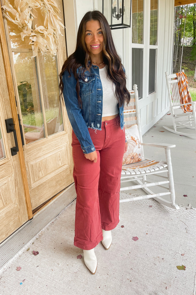 Dara Acid Wash High Rise Wide Leg Pant - Be You Boutique