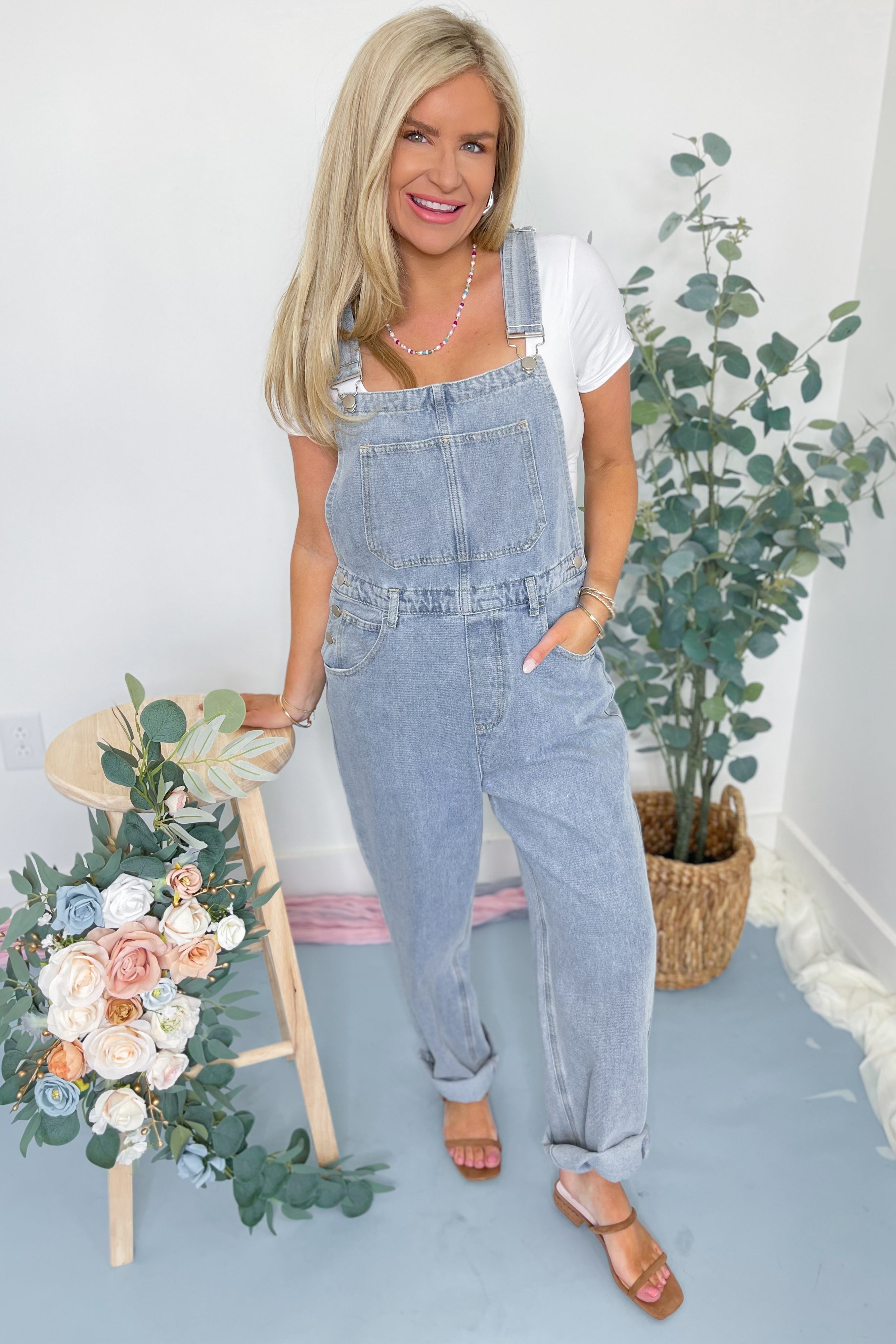 Georgie Washed Denim Overall Jumpsuit - Be You Boutique