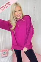 Lucy Mineral Washed Corduroy Ruffle Detail Sweatshirt - Be You Boutique